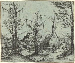 Paysage avec une église de village