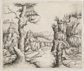 Paysage fluvial avec hautes falaises