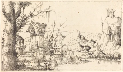 Paysage fluvial avec la tentation du Christ, 1545