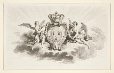 Blason Royal avec Fleurs de Lis Flanqué d