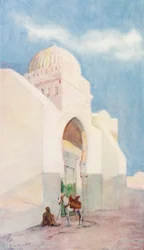 Entrée de la mosquée de Sidi Okbar, Kairouan (lithographie couleur)