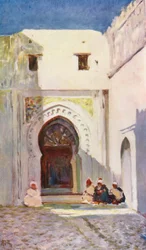 Entrée du Palais du Sultan, Tanger (lithographie couleur)