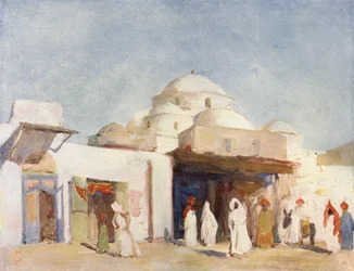 Dômes de mosquée à Tunis (lithographie couleur)