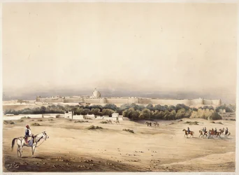 Sir Charles Napier au premier plan suivi de son escorte de cavaliers de Scinde, Hyderabad, vers 1850
