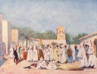 Place du marché, Biskra (lithographie couleur)