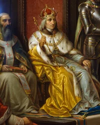 Frédéric III, pressé de marcher contre les Turcs par le poète de Trieste Raffaele Zovenzoni, détail, par Augusto Tominz