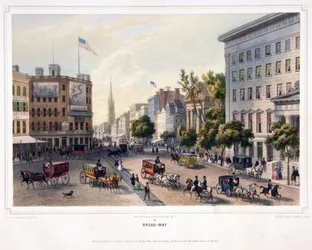 Broad-Way, pub. 1850 (lithographie en couleur)