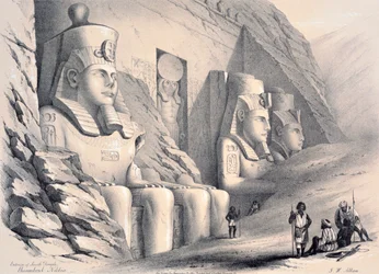 Extérieur du temple sud, Ebsamboul, Nubie, vers 1850