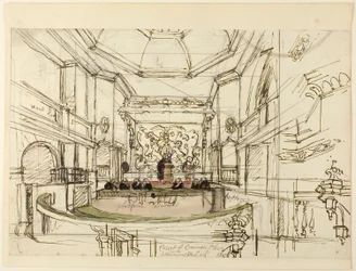 Étude pour la Cour des plaidoiries, Westminster Hall, du Microcosme de Londres