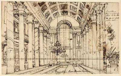 Étude pour Egyptian Hall Mansion House, de Microcosm of London