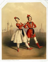 Carlotta Grisi et Jules Perrot - La Polka (lithographie)