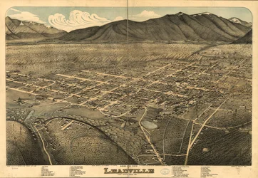 Vue aérienne de Leadville, comté de Lake, Colorado, 1879