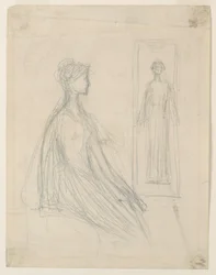 Études pour la plaque de bronze Violet Sargent à l