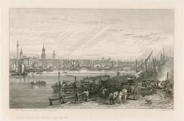 Construction du nouveau pont de Londres, 1826