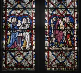 Fenêtre de la chapelle de la Dame avec des scènes de la vie de la Vierge, détail