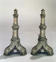 Paire de chenets de style gothique, vers 1836