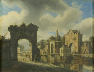 Scène de canal avec pont-levis