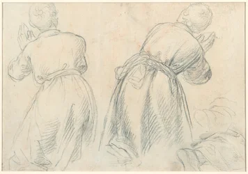 Femme assise avec études de bras et de jambes (recto); Études de jeunes agenouillés (verso)