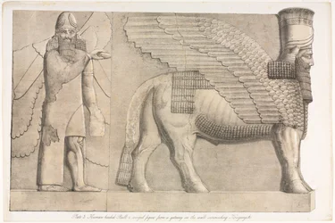 Monuments de Ninive : Planche 3, Taureau à Tête Humaine et Figure Ailée d