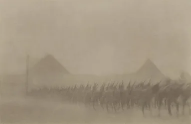 Infanterie australienne marchant pendant une tempête de poussière, connue en Égypte sous le nom de Khamseen, 1915