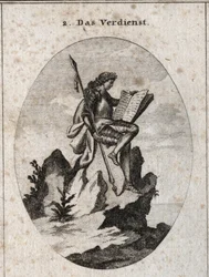 Allégorie du mérite représentée au sommet d