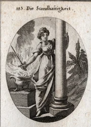 Allégorie de la constance. Elle tient une épée au-dessus d