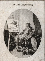 Allégorie de la délectation représentée par un jeune homme tenant une lyre près d