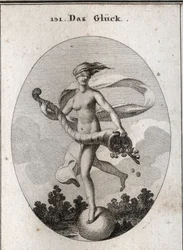 Allégorie de la fortune représentée avec un bandeau pour montrer qu