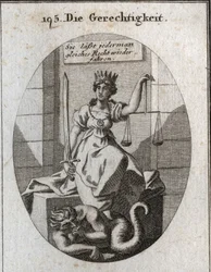 Allégorie de la justice. Ses attributs sont la balance et l
