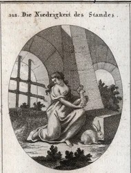 Allégorie de la bassesse (ou abjection). Ses attributs sont la huppe qui se nourrit d