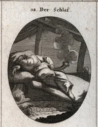 Allégorie du sommeil sur un lit d