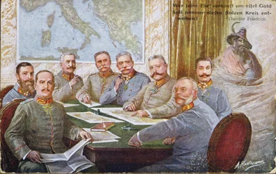Généraux et chefs de guerre autrichiens et allemands de la Première Guerre mondiale, regroupés autour de Hindenburg et Mackensen, 1915
