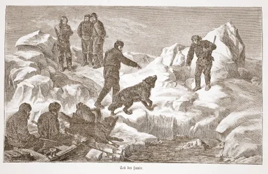 Chasse avec des chiens, 1876