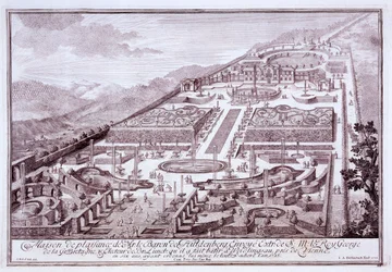 Magnifiques jardins et palais du baron de Huldenburg, construits par lui à Widlingsau, 1719