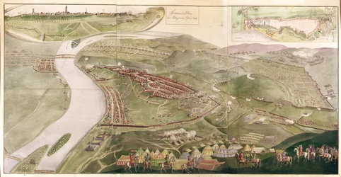 Carte illustrant la capture de Buda, 1686
