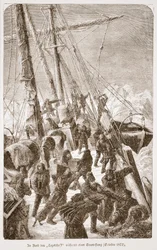 À bord du Tegetthoff pendant une tempête de glace, octobre 1872, 1876