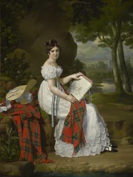 Femme dessinant dans un paysage, vers 1830