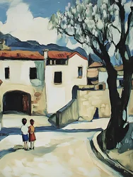 Des enfants sur le sentier du village
