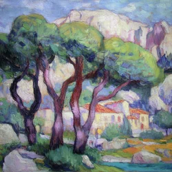 Village de montagne méditerranéen haut en couleur