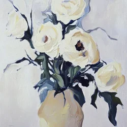 Nature morte florale aux tons crème