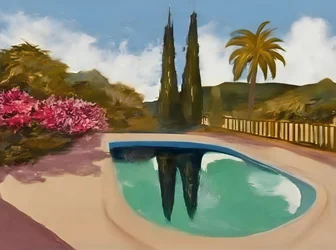 Reflets sur la piscine Cypress