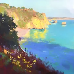 Falaises dorées, mer azur