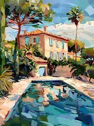 Une maison au bord de la piscine