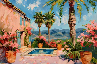Jardin méditerranéen au bord de la piscine