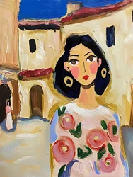 Femme de la ville aux motifs floraux peints