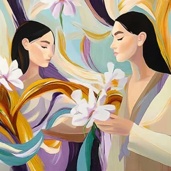 Des femmes sereines avec des fleurs
