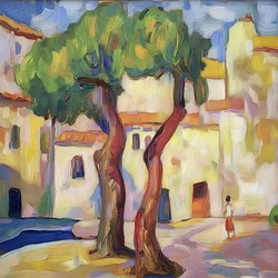 Les arbres du village ensoleillé