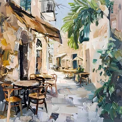 Café européen ensoleillé