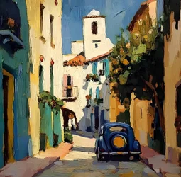 La voiture bleue de Sunny Village