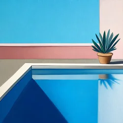 Bleus tranquilles au bord de la piscine